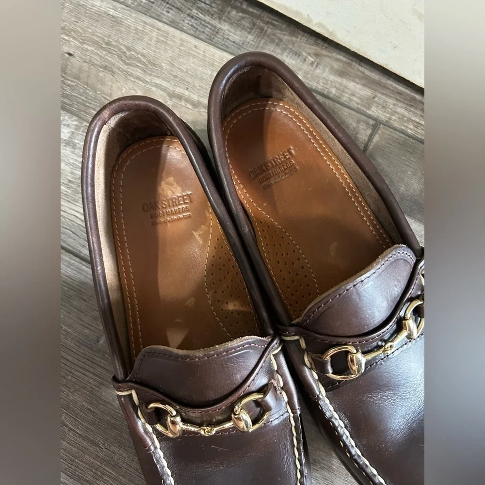 Oakstreet Bootmaker handcrafted in USA Classic Brown Leather Bit Loafers